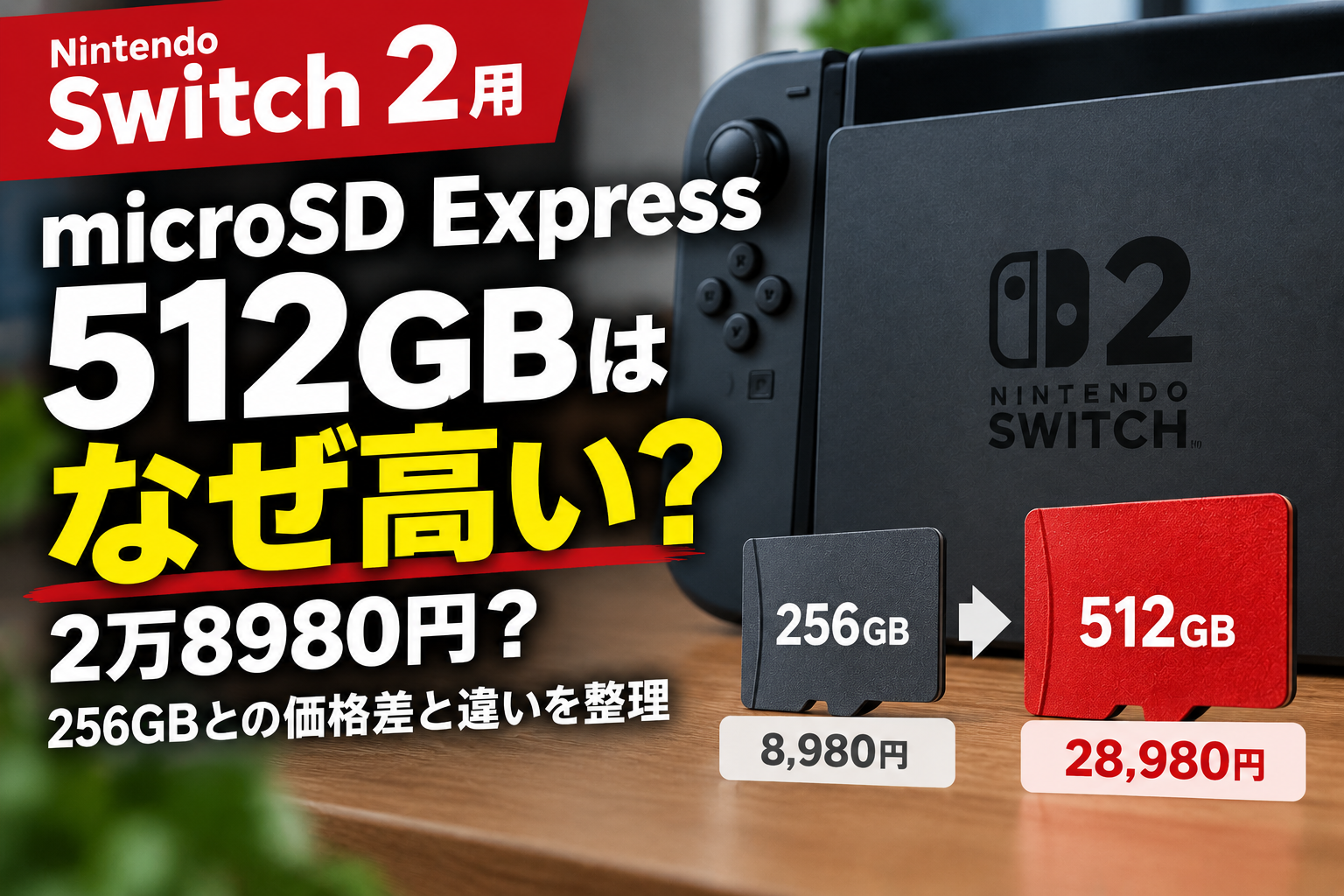 Switch 2用microSD Express 512GBはなぜ2万8980円？256GBとの価格差と